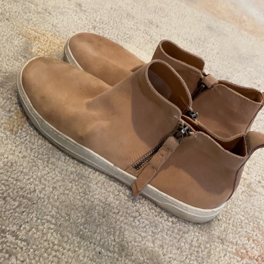 Dolce vita salmon pink suede slip ons double zip